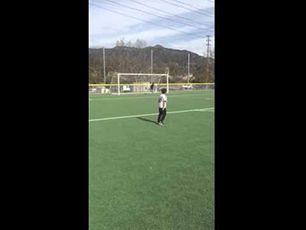 9 year old Damien taking free kicks outside of the box size 5 ball 