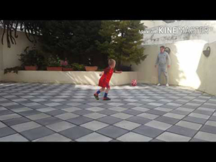 Oscar, 5 year old left footer hitting right footed half volleys