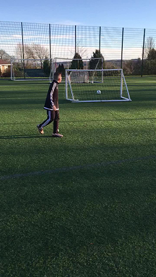 9 year old free kick 