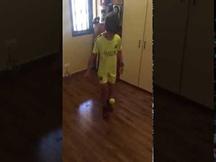 Keepy uppy- juggling with tennis ball- 9 years old 